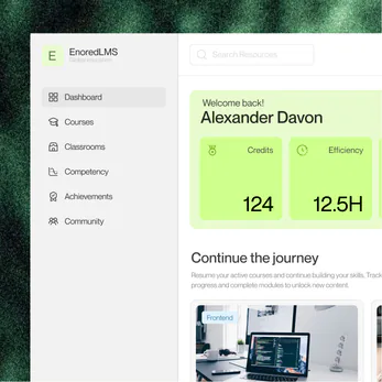 Enored LMS interface, view 1